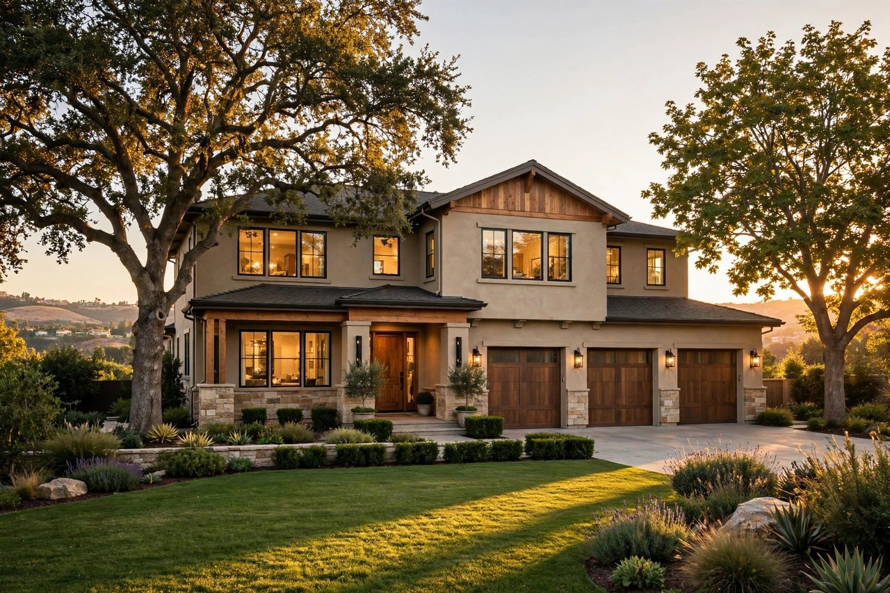Luxury Silicon Valley home at golden hour