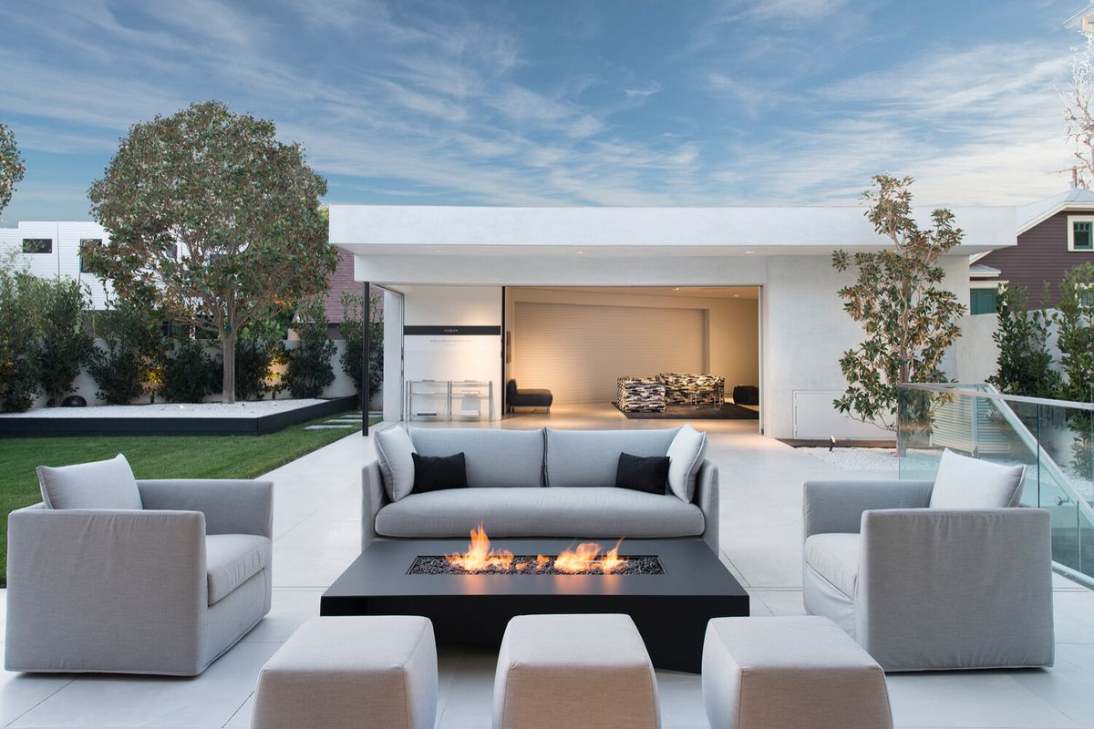 Outdoor patio living space at a Portola Valley home