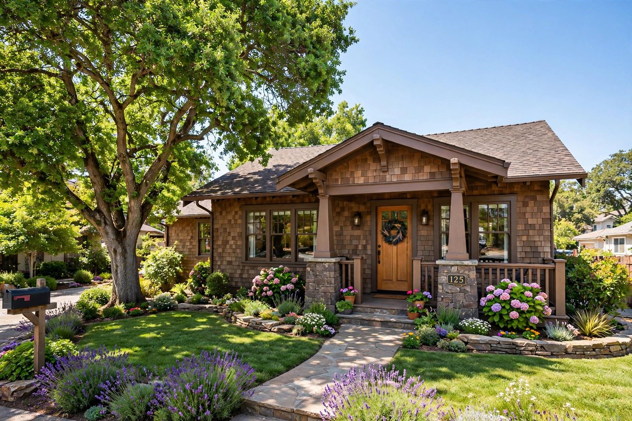 Craftsman bungalow home exterior in Campbell, California
