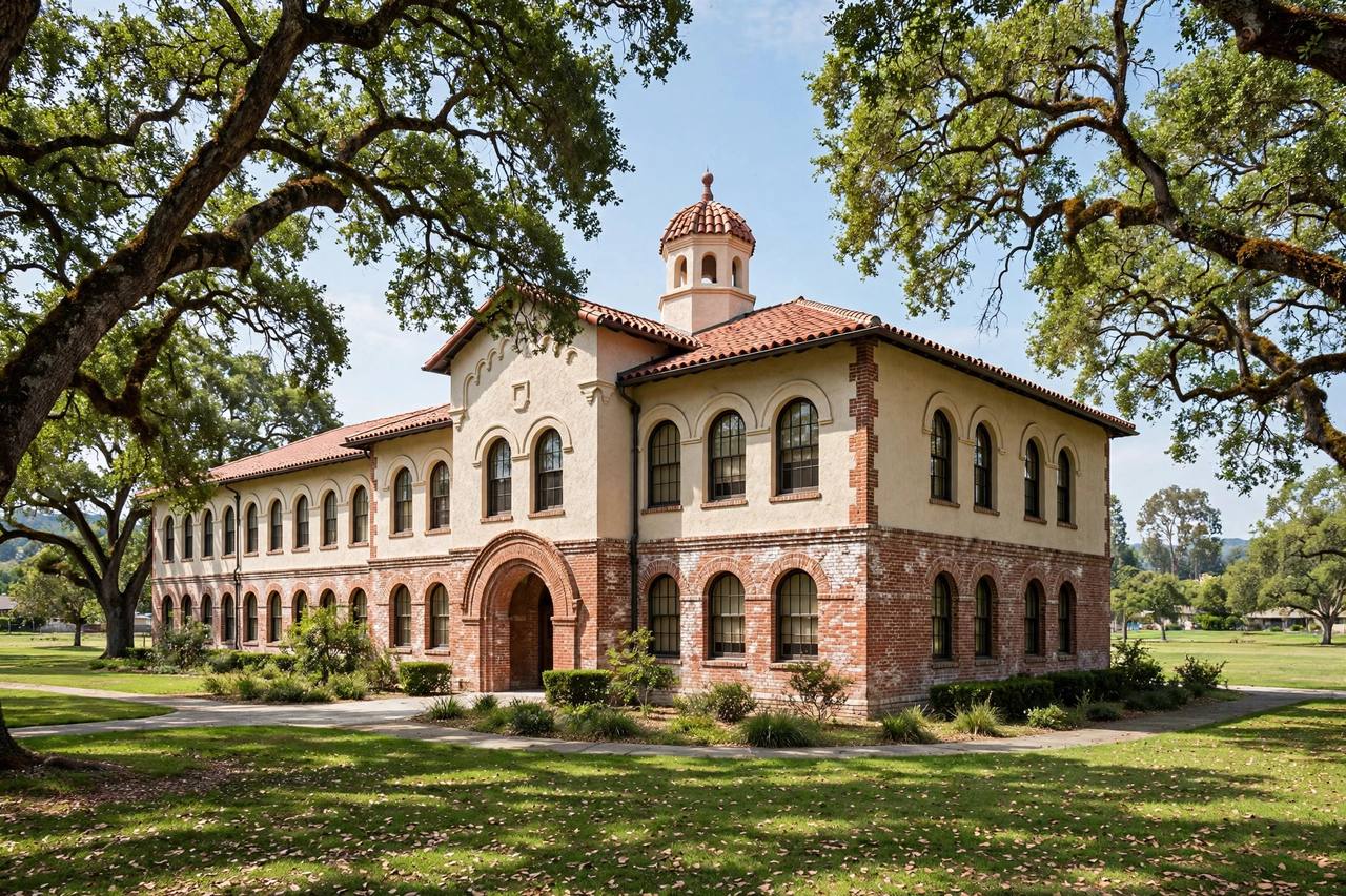 Historic school building near Crescent Park, Palo Alto