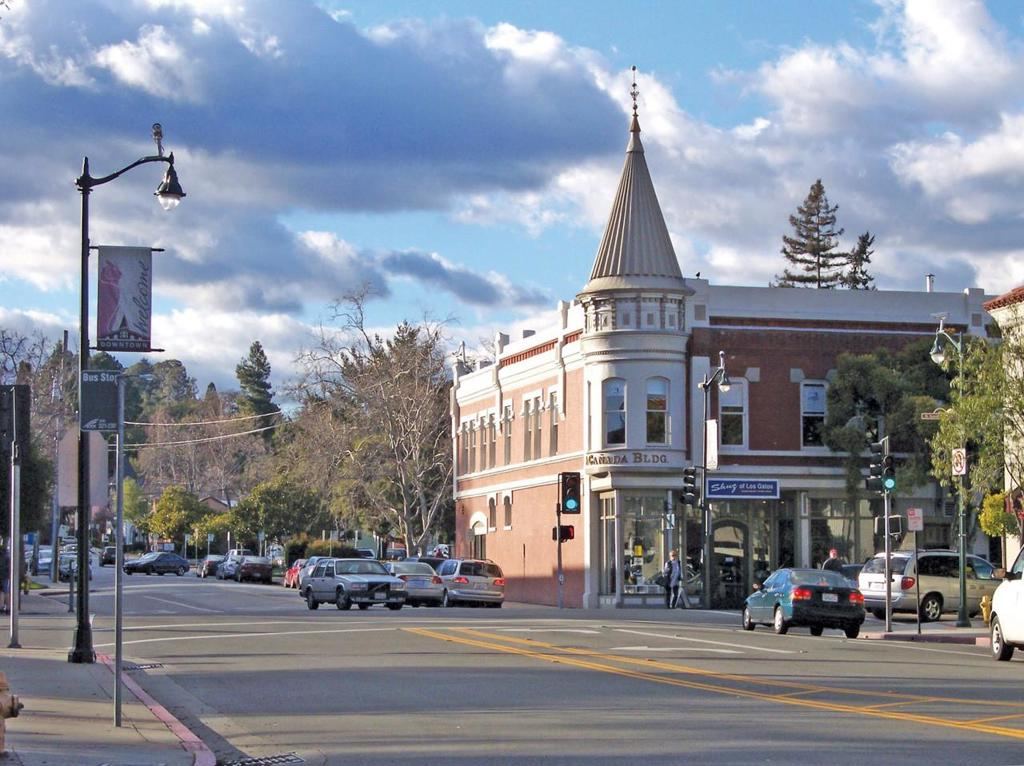 Santa Cruz Avenue in Downtown Los Gatos with shops and restaurants