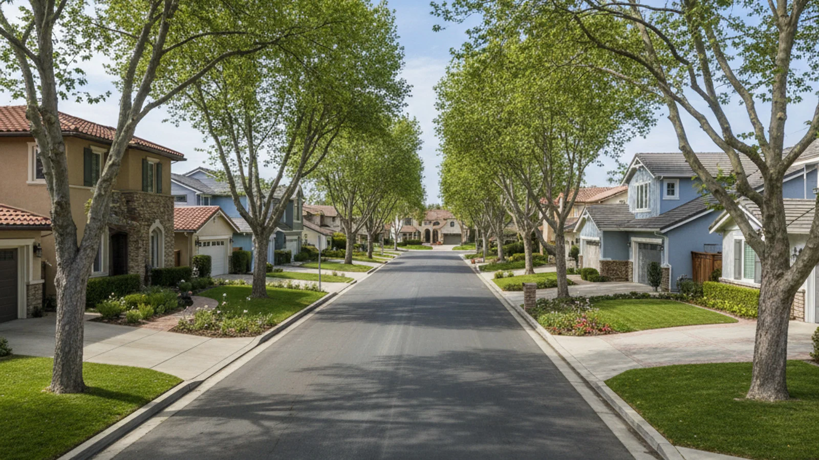 Quiet residential street in Dry Creek, Campbell