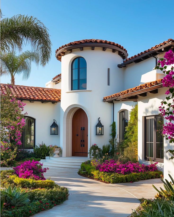 Mediterranean style home exterior in California