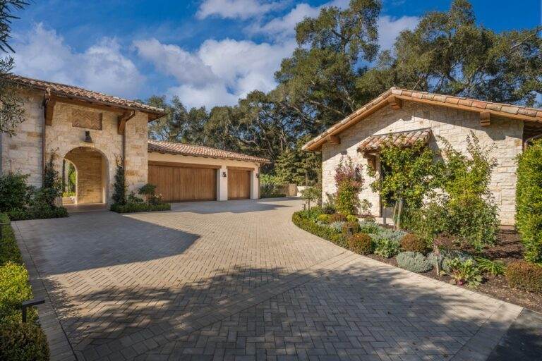 Representative Emerald Hills villa with motor court and gardens