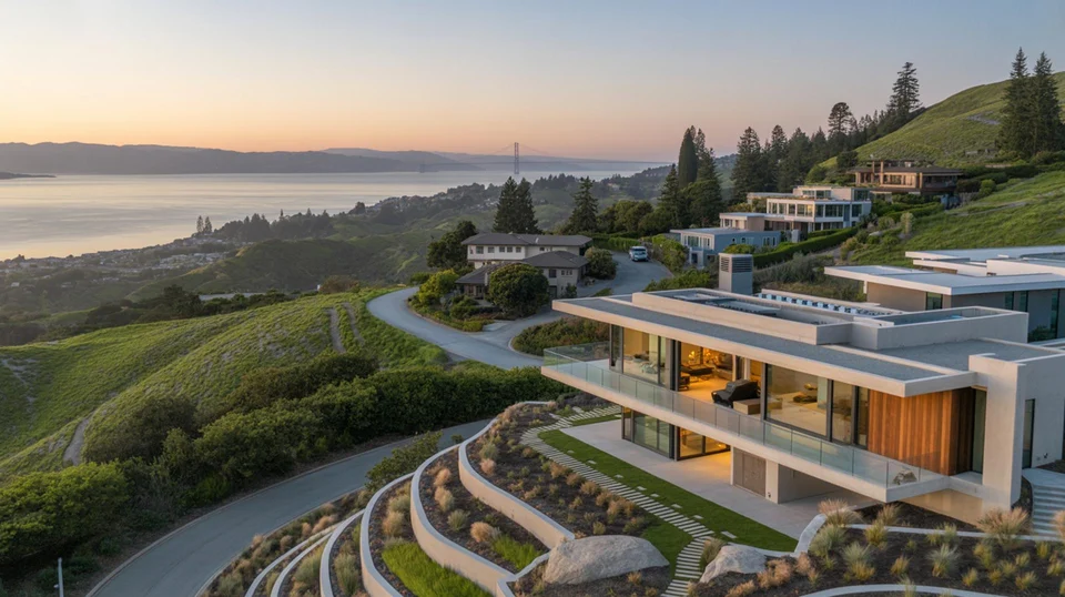 Hillside luxury home exterior
