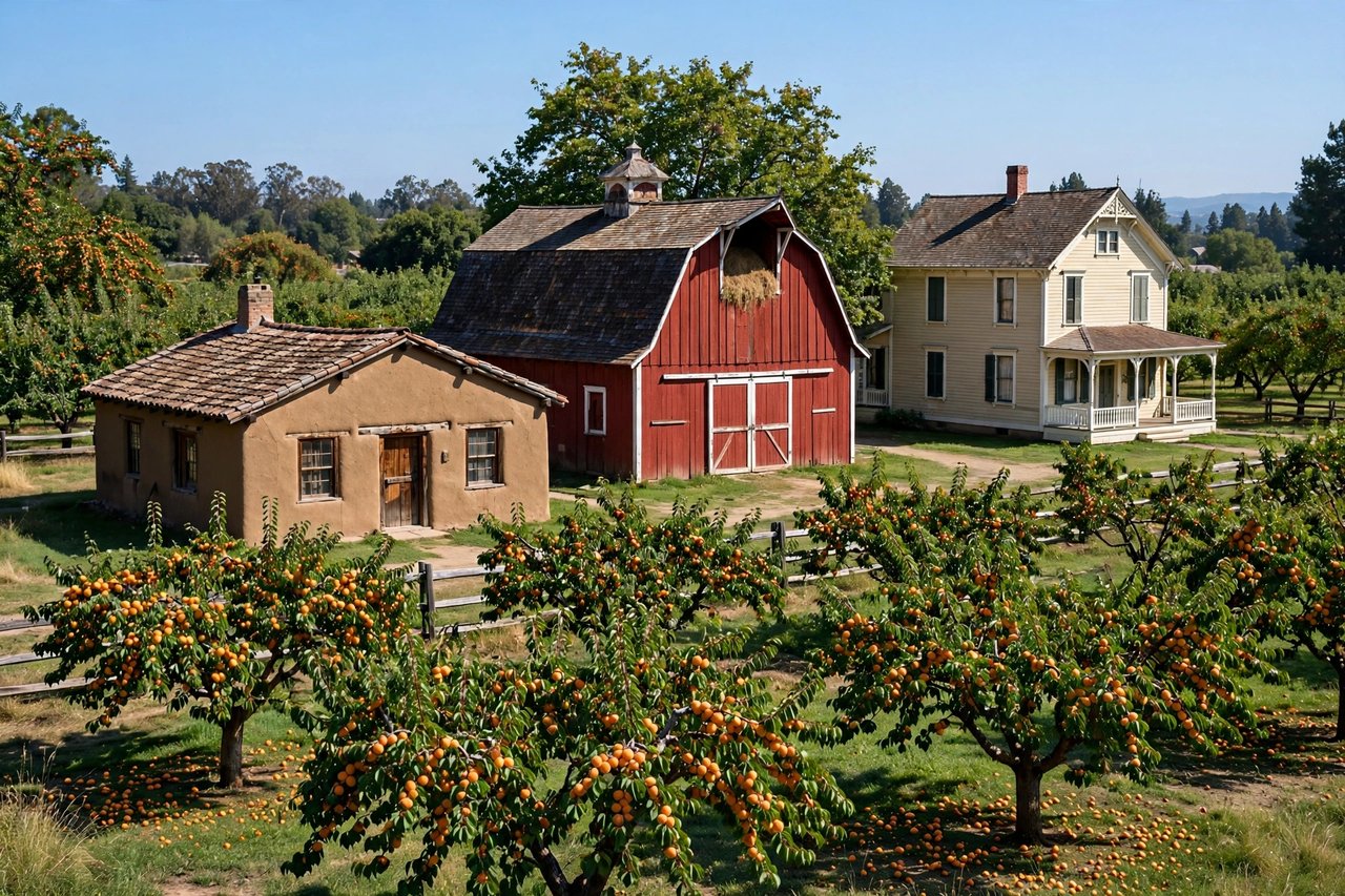 Heritage museum with historic orchard buildings, Sunnyvale California