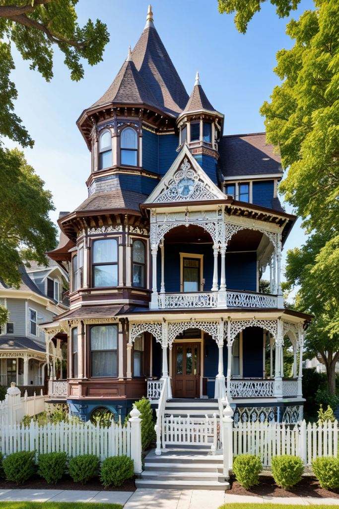 Representative Victorian home in a Los Gatos historic district with detailed woodwork