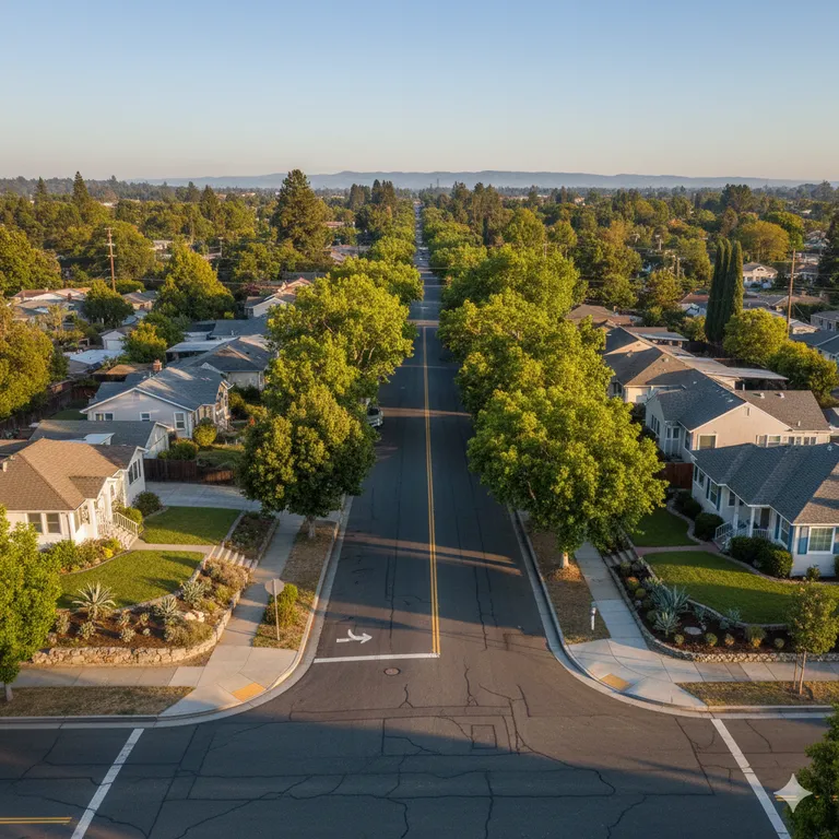 Suburban home exterior in Redwood City California