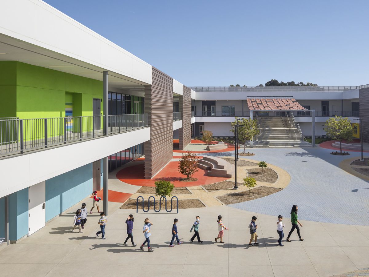 Bright school courtyard near Lakeside, Los Altos Hills