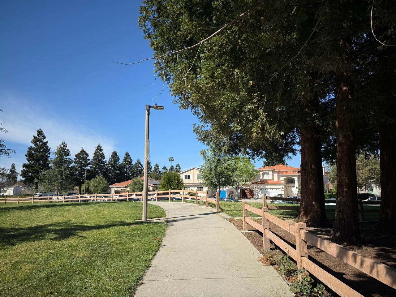 Neighborhood park walking path in California