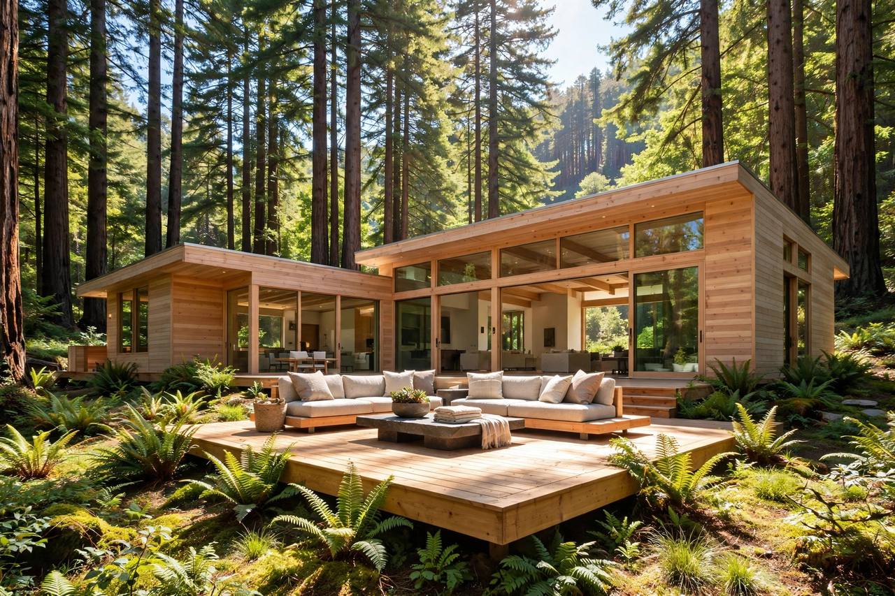 Redwood home on Old La Honda Road, Woodside