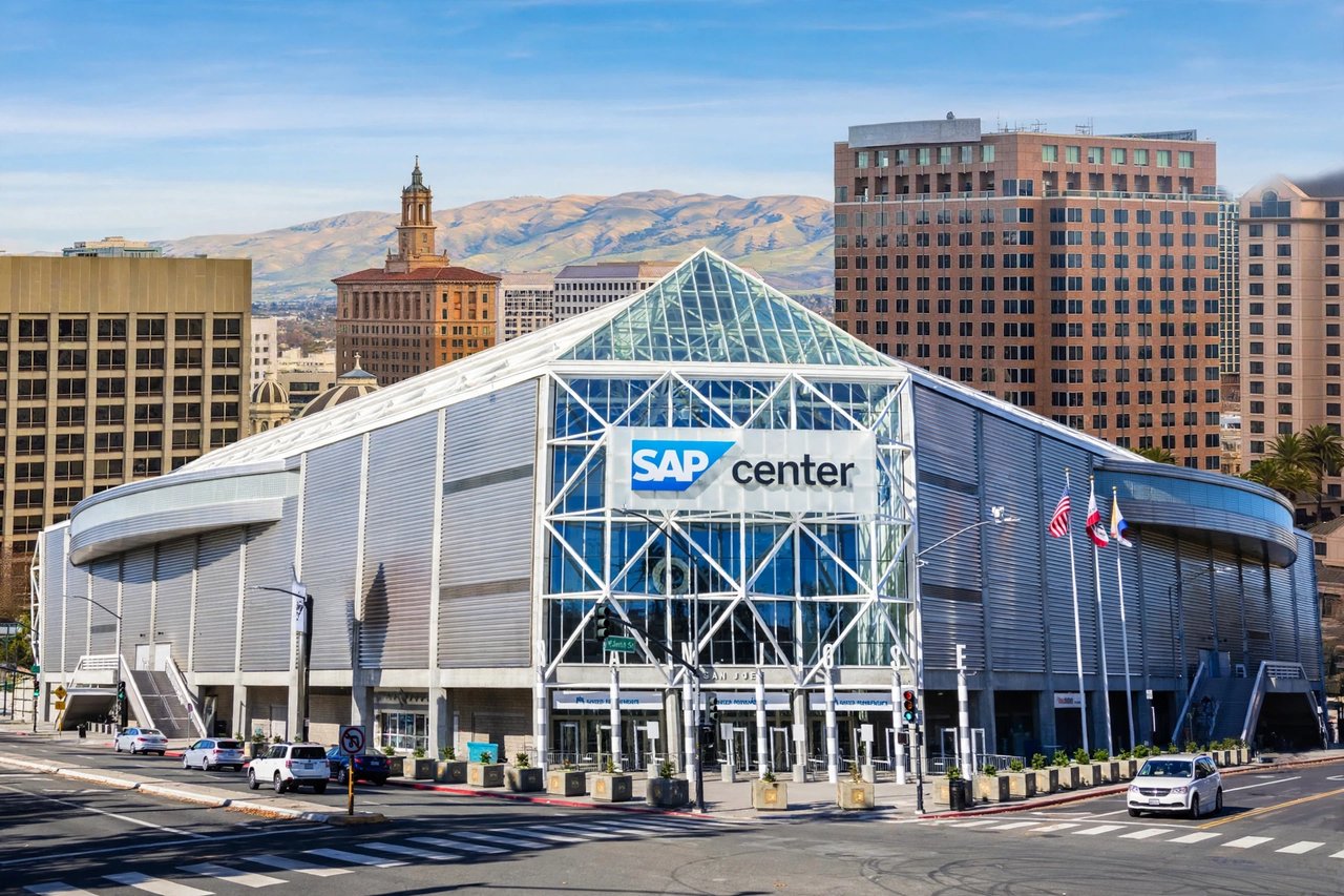 SAP Center and the San Jose skyline, California