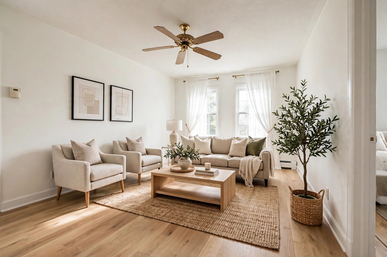 Staged living room after professional preparation