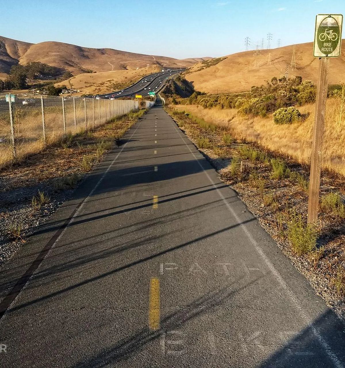 Paved bike path along the Stevens Creek Trail corridor