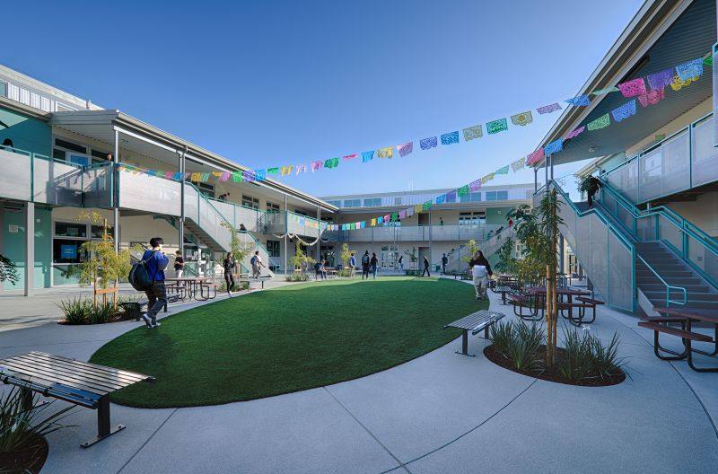 California school campus courtyard