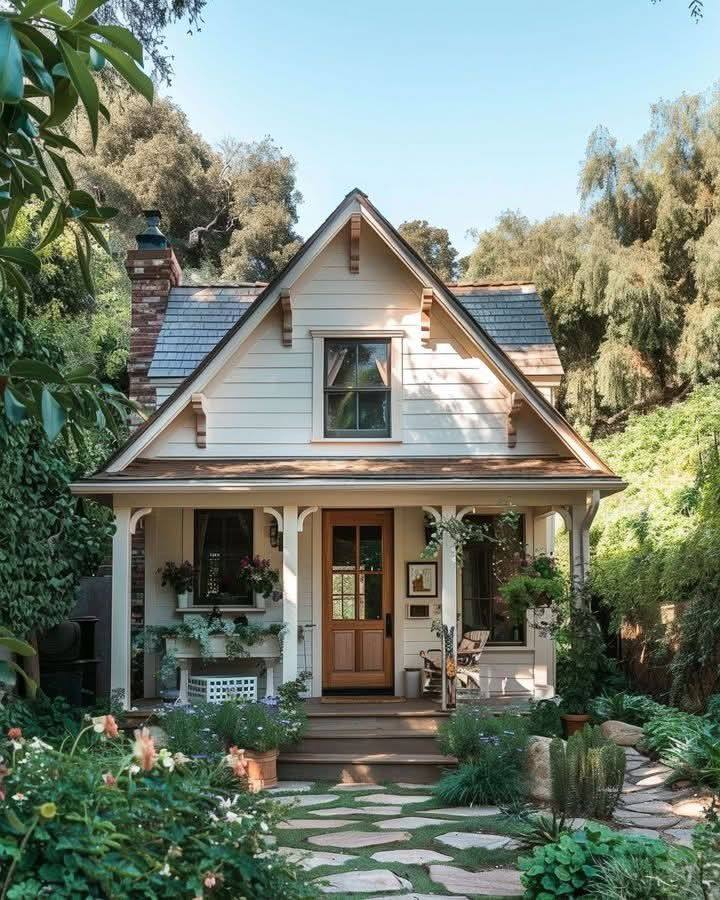 Representative San Carlos cottage-style home with garden plantings