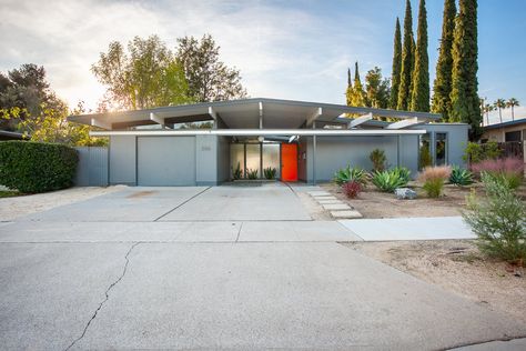 Mid-century ranch home exterior in California